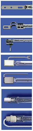 Different terminations for quartz tubes and lamps.